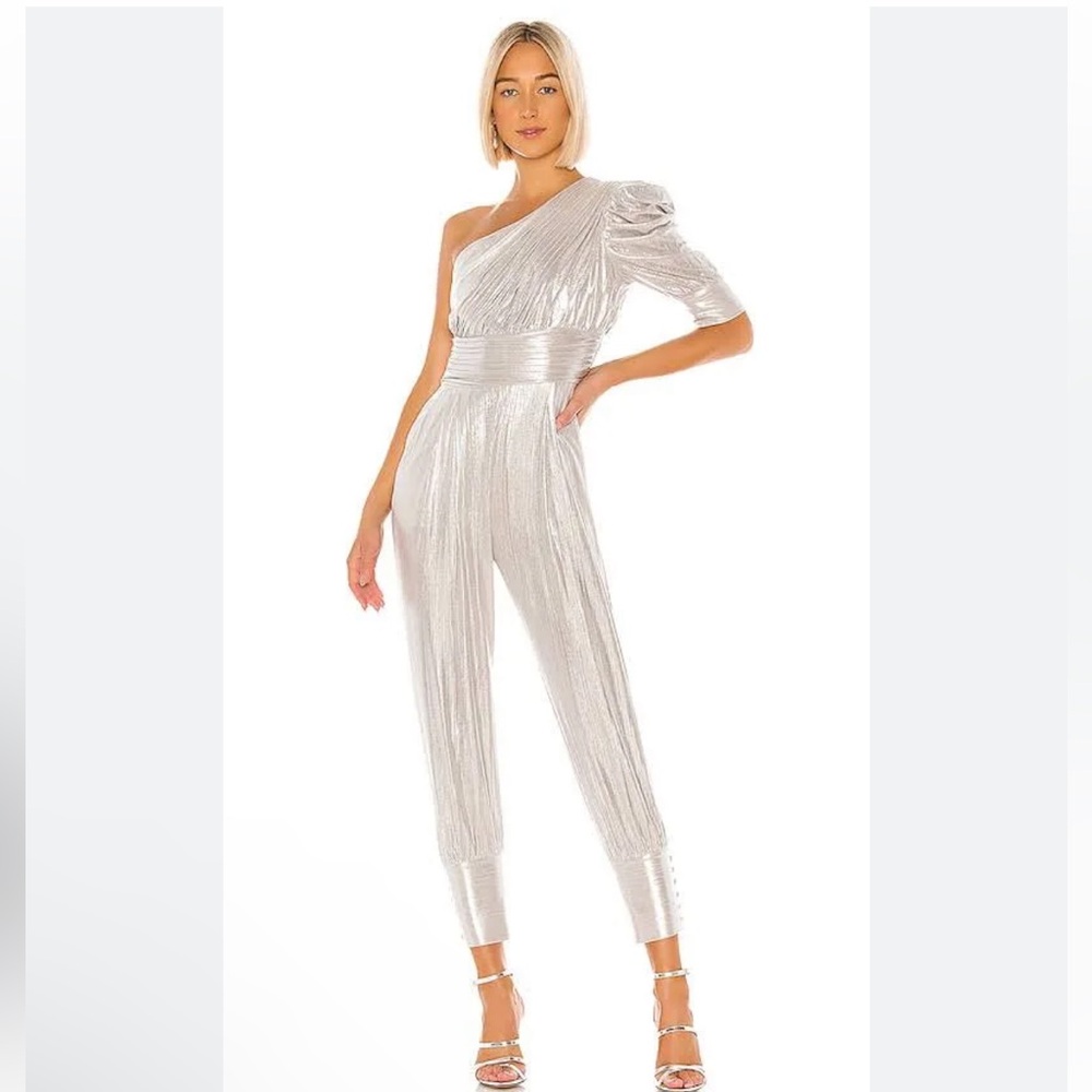 Retrofete Silver One-Shoulder Jumpsuit